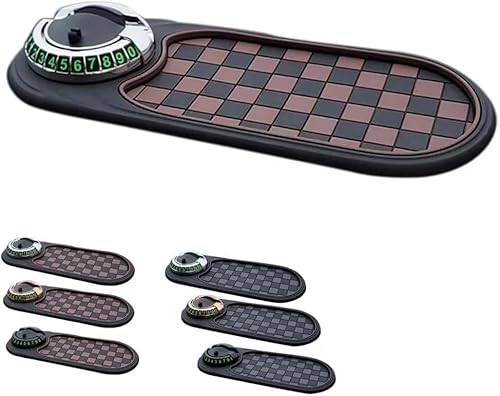 Multifunktionale Auto-Anti-Rutsch-Matte, universelle Handyhalterung, drehbar, rutschfest, mit temporärer Parknummer und großem Pad für Handys, Sonnenbrillen, Schlüssel, Gadgets (Braun 3) von Niblido