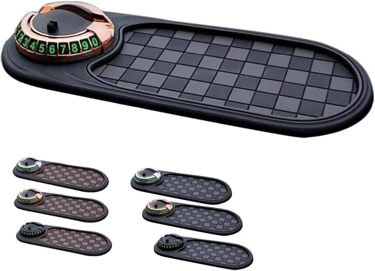 Multifunktionale Auto-Anti-Rutsch-Matte, universelle Handyhalterung, drehbar, rutschfest, mit temporärer Parknummer und großem Pad für Handys, Sonnenbrillen, Schlüssel, Gadgets (Schwarz 2) von Niblido