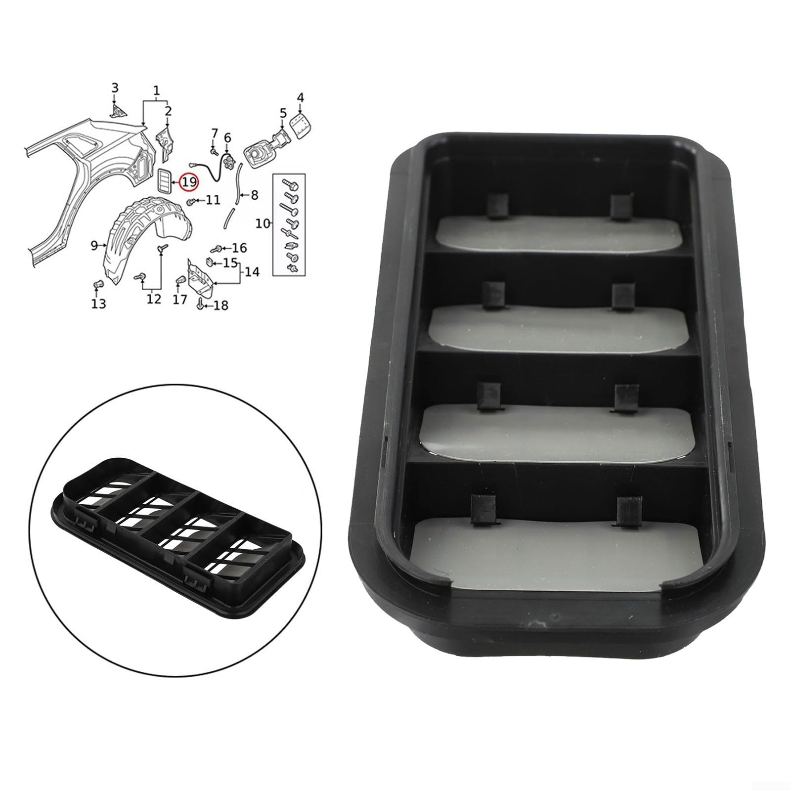 Hinteres Viertel-Panel-Lüftungsgitter für Golf MK7 (2015 2021), direktes Ersatzteil von Niceminiwall