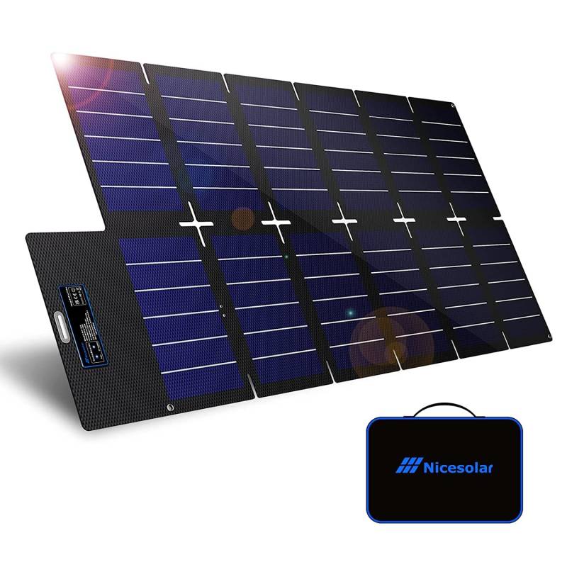 Nicesolar 100W Solar Panel, Faltbar Solarpanel Faltbares Solarpanels Solarmodul Solarladegerät mit USB-A&C PD 65W für Laptop Handy Tablet Powerbank Garten Camping Outdoor Abenteuer von Nicesolar