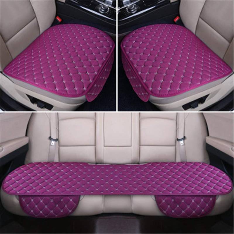 Auto Sitzauflage Sitzkissen Sitzbezüge Universal Sitzauflagen Vordersitzbezüge und Rücksitzbezüge (Lila,Dreiteiliges Set) von Nicole Knupfer