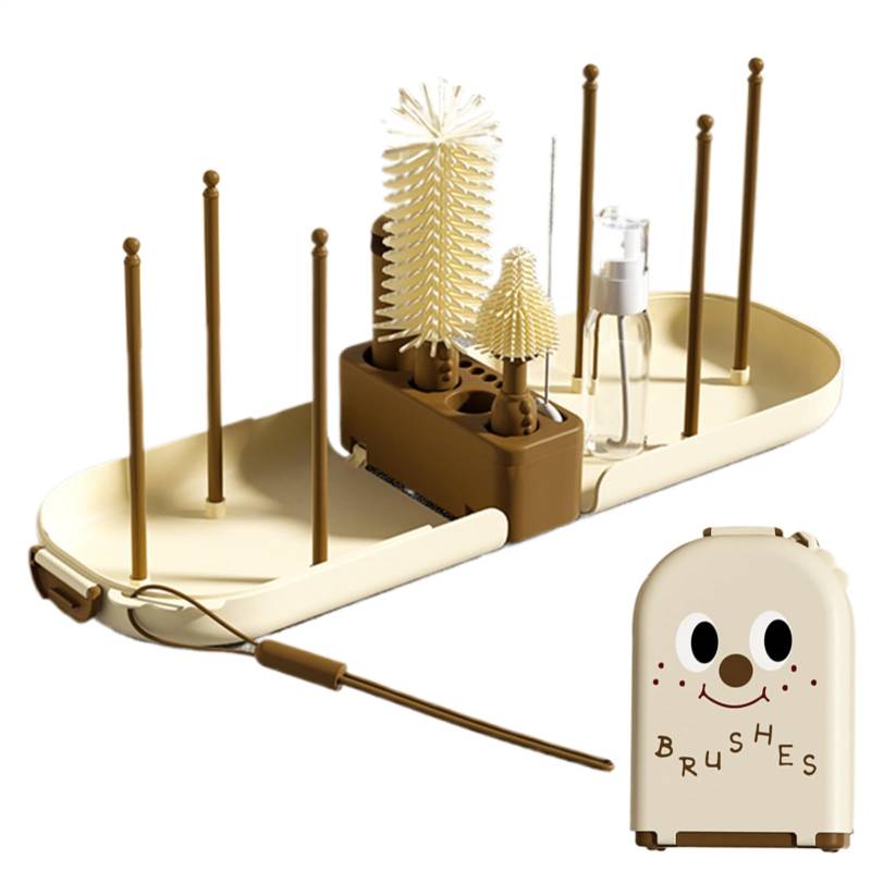 Niesel Babyflaschen Reinigungsbürsten Set, Baby Flaschenbürsten Set, Schrubber, Reinigungs-Set Mit Trockengestell, Lebensmittelecht Für Flugzeug, Kreuzfahrt, Hotel, Camping & Unterwegs von Niesel