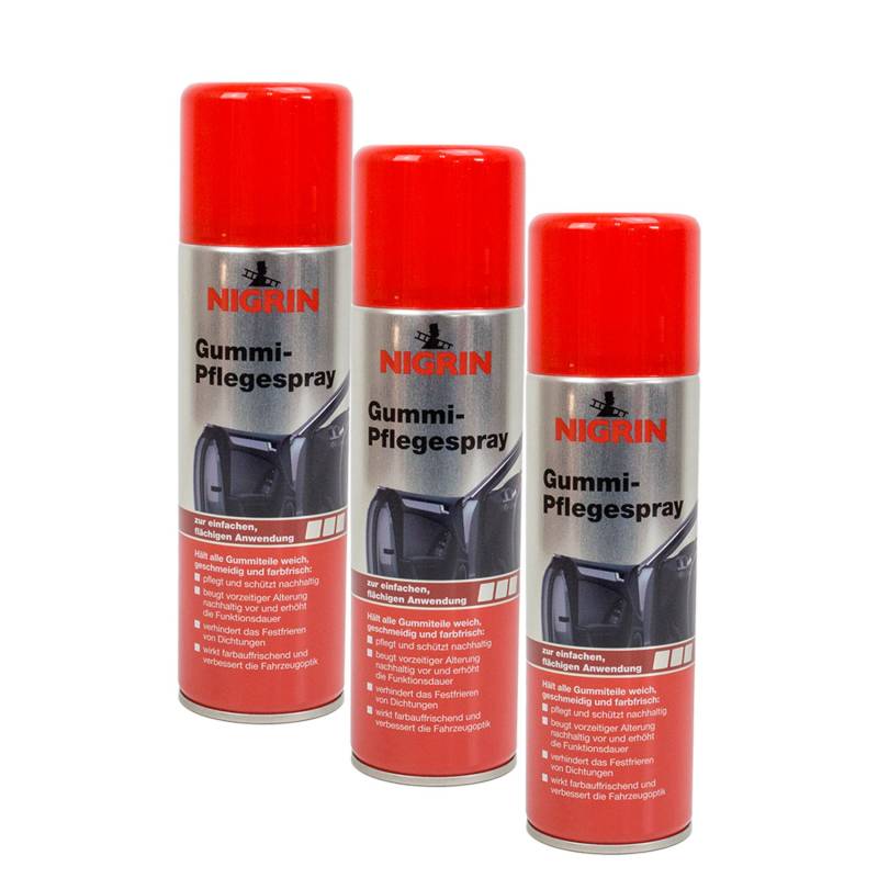 NIGRIN 3X 74056 Gummi-Pflegespray 300 ml von NIGRIN