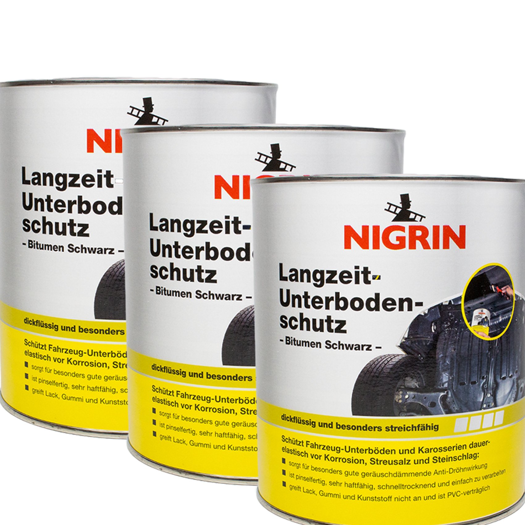 NIGRIN 3X 74061 Langzeit-Unterbodenschutz Bitumen schwarz 2,5 kg von NIGRIN