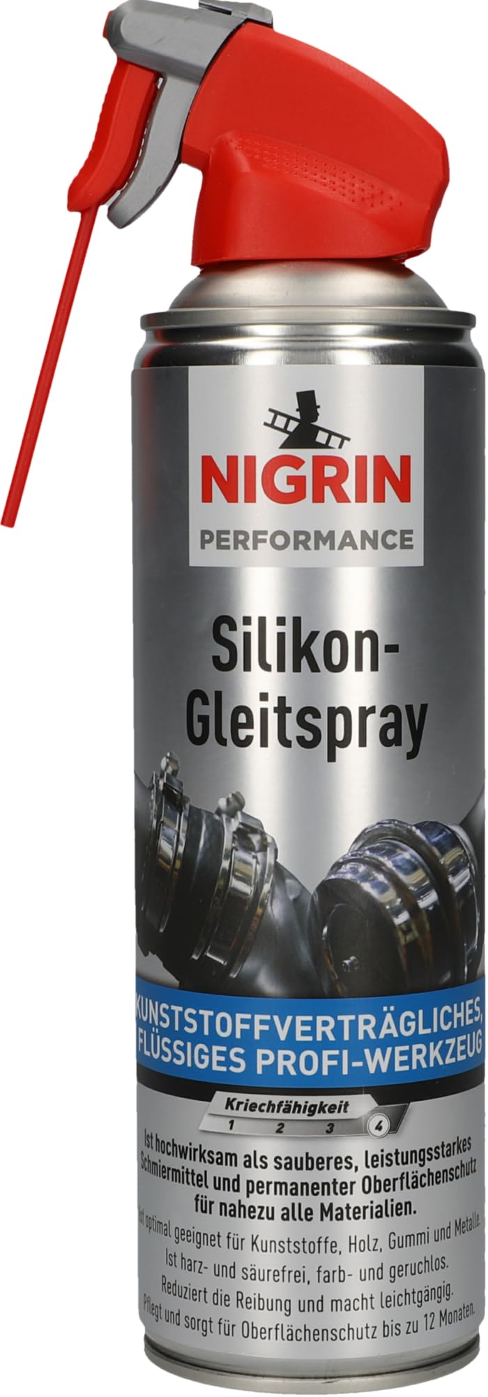 NIGRIN HyBrid Silikon-Gleitspray, kunststoffverträgliches, flüssiges Profi-Werkzeug, 500 ml von NIGRIN
