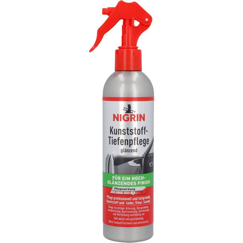 NIGRIN Kunststoff-Tiefenpflege, schützt alle Kunststoffe vor vorzeitiger Alterung, glänzend, 300 ml, Grün von NIGRIN