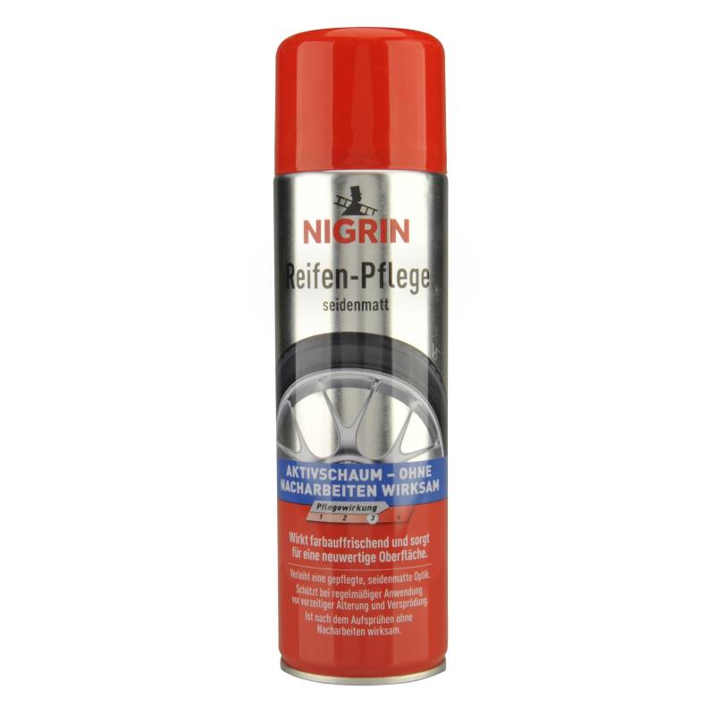 NIGRIN Reifenpflege Schaum-Reiniger, 500 ml, schützt Autoreifen vor UV-Strahlen, Schmutz und Salz, beugt vorzeitiger Alterung und Versprödung der Reifen vor von NIGRIN