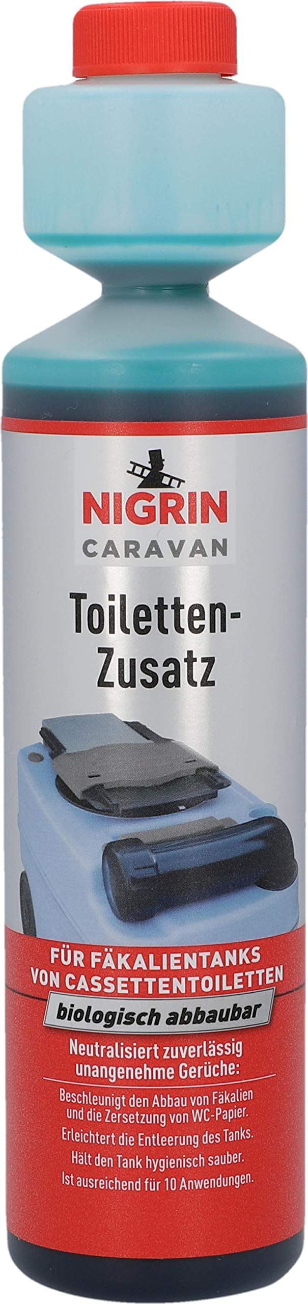 NIGRIN Toilettenzusatz für Tanks von Kassettentoiletten, neutralisiert Gerüche, biologisch abbaubar, fördert die Zersetzung von Fäkalien und WC-Papier, 250 ml von NIGRIN