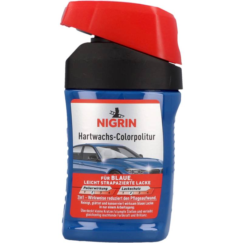 NIGRIN Hartwachs-Colorpolitur, reinigt, glättet und konserviert wirksam farbige Lacke, blau, 300 ml von NIGRIN