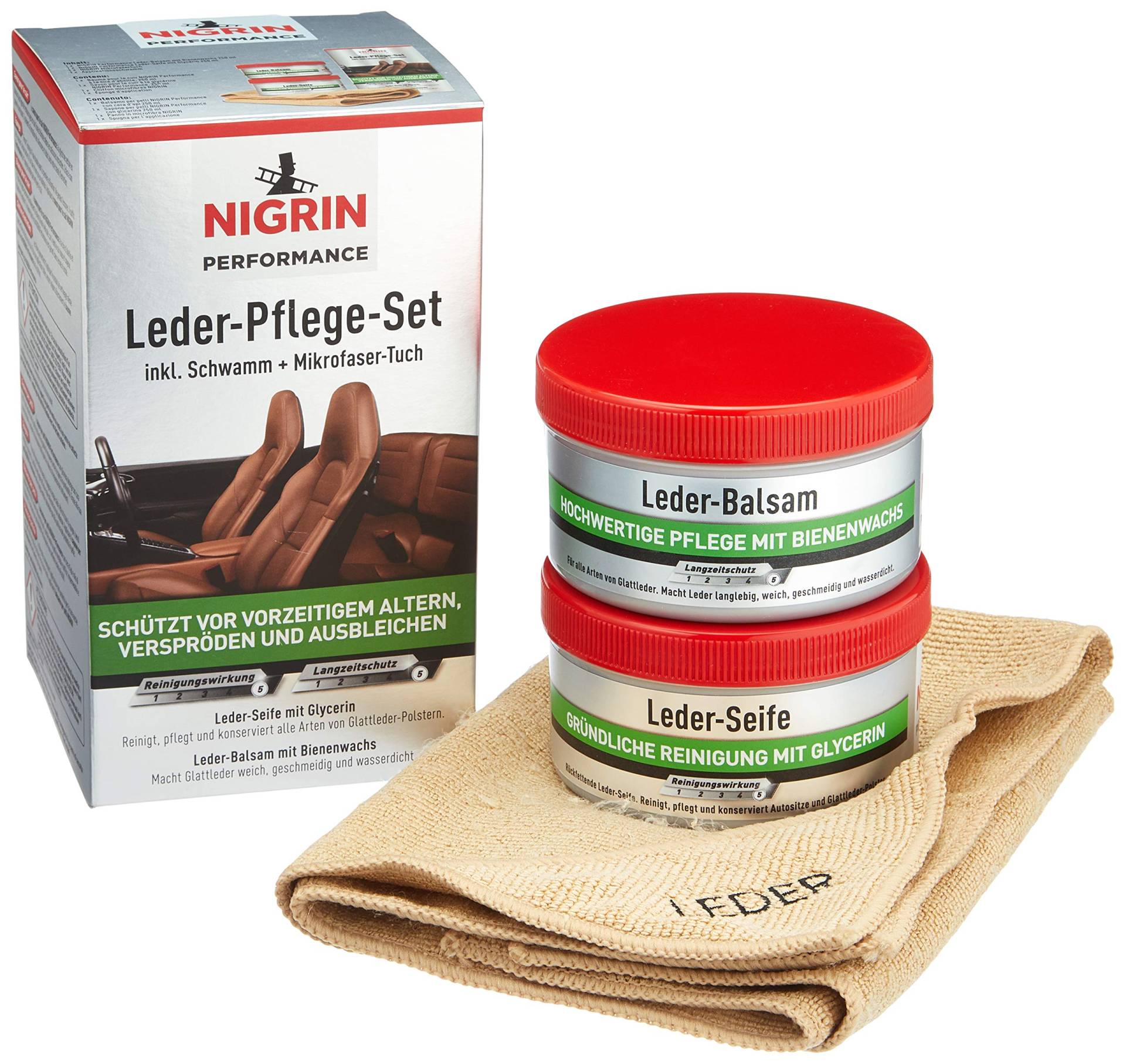 NIGRIN Performance Leder-Pflege, pflegt mit natürlichen Ölen und Wachsen, farbauffrischend, 2x250ml, Grün NIGRIN Performance Leder-Pflege, pflegt mit natürlichen Ölen und Wachsen, farbauffrischend, 2x250ml, Grün von NIGRIN