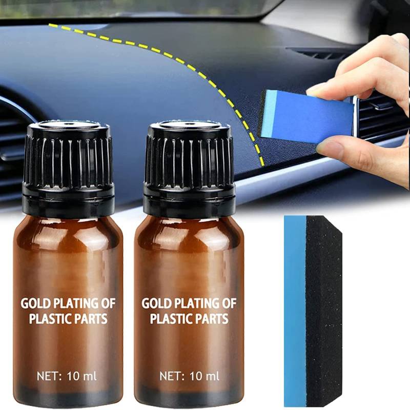 Plastic Parts Refurbish Agent Car Exterior Restorer, Car Plastic Parts Refurbish Agent, Automotive Interior Plastic Restorer, Auto & Leather Renovated Coating Paste Maintenance,With Sponge (2Pcs) von Nihexo