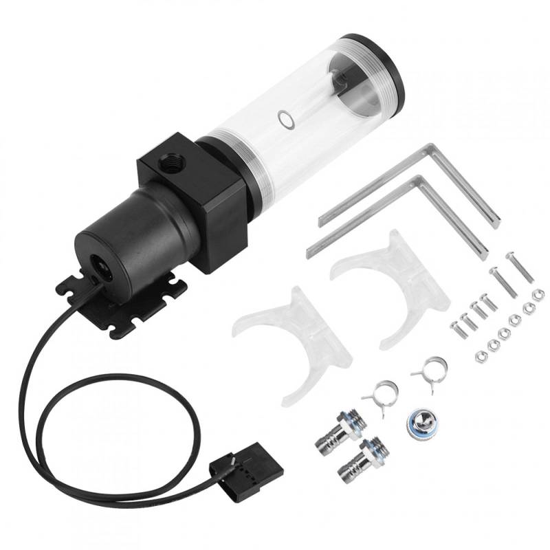 Computer Diy Wasserkühlung Refitted 19w Hochleistungs-wasserdichte integrierte Wasserpumpe und Wassertank Kombination, G1/4 Acryl Computer DIY Wasserkühlung Tank Zylinder Reservoir(110 mm) von Niiyen
