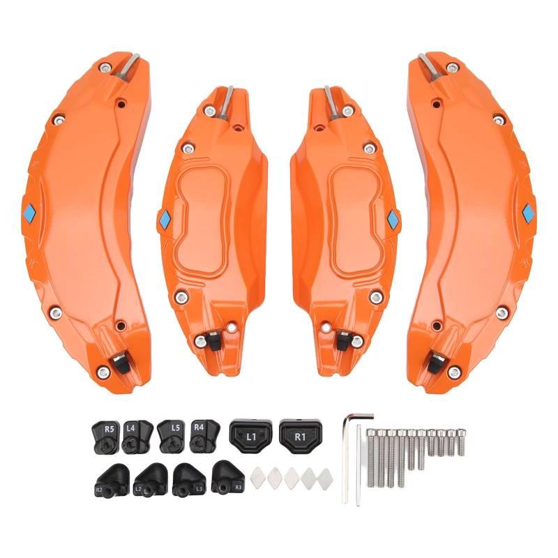 Niiyen 4 Stück 18 Zoll 19 Zoll Auto-Bremssattelabdeckungen Scheibenbremssattelabdeckungen Bremssattelabdeckung Schutz Bremssattel-Erhaltungsabdeckung für Autos (Orange) von Niiyen