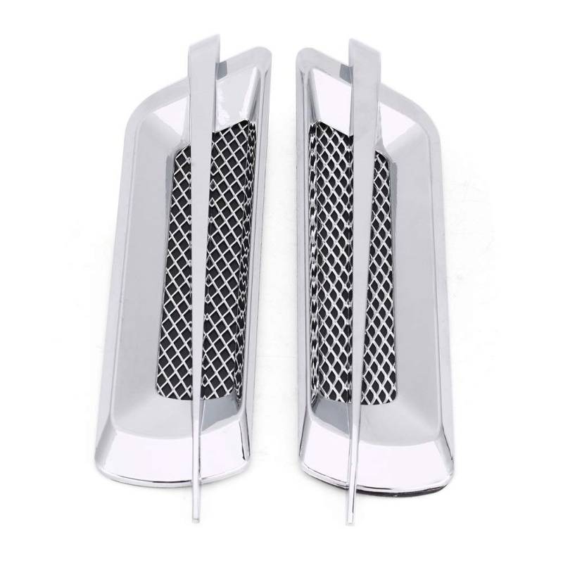 2 Stücke Auto Seite Luftstrom Intake Grille Vent Net Cover Dekorative Aufkleber Universal Silber, Vent Net Loch Aufkleber 2 Optional (Farbe : Chrome Silver) von Nikou