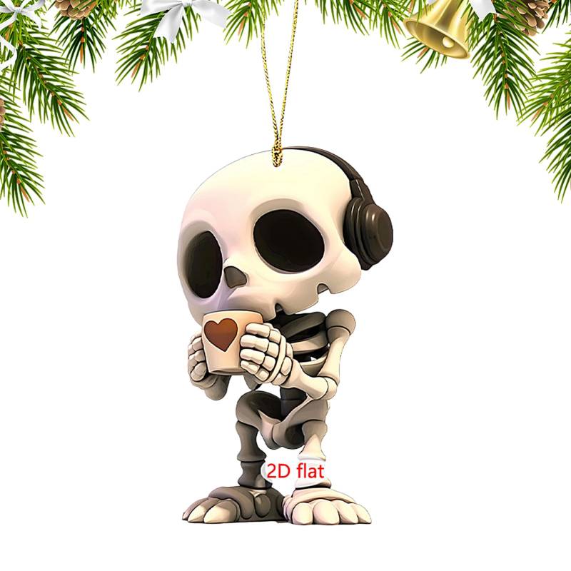 Totenkopf Auto Deko | 2D Acryl Totenkopf-Paar Innenspiegel-Accessoires | Skelett Deko Für Paare LKW Wohnung Party Halloween Dekoration von Niktule