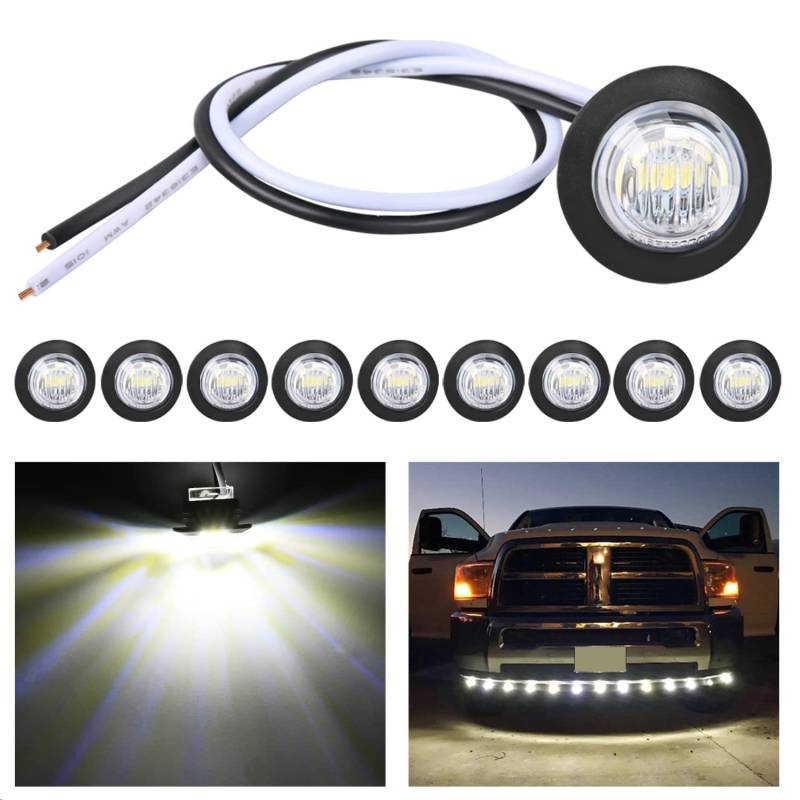 Nilight 10er Pack 3/4 Zoll Runde LED-Klarlackleuchten, Front, Rear, Side Marker, Indikator, Bullet, für Truck, RV, Car, Bus, Trailer, Van, Caravan, Boat, 2 Jahre Garantie von Nilight