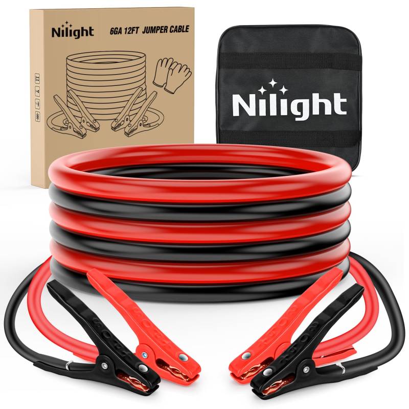 Nilight Autobatterie-Überbrückungskabel mit Tragetasche, 3,8 m, strapazierfähiges 450 A CCA-Verstärkungskabel mit Tragetasche, Notfall-Set für LKW, SUV, Limousine, Motorrad von Nilight
