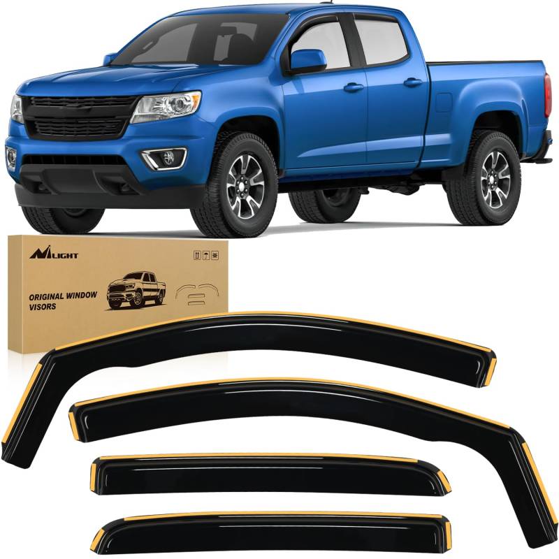 Nilight Fensterabweiser für Chevy Colorado Crew Cab/GMC Canyon Crew Cab 2015 2016 2017 2018 2019 2020 2021 2022 Regenschutz, Lüftungsfenstervisiere, 4 Stück von Nilight