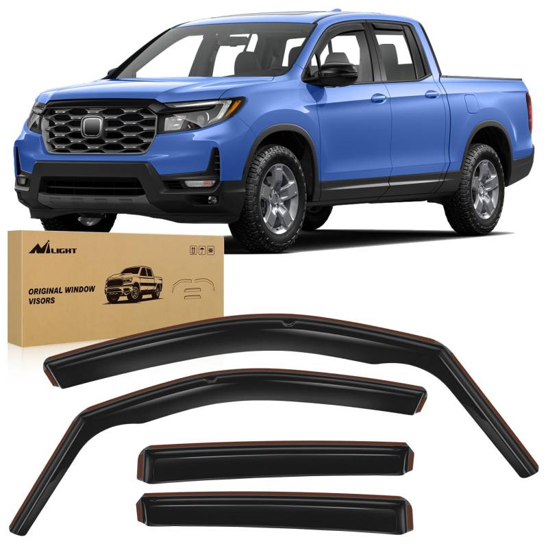 Nilight In Channel Regenschutz für Honda Ridgeline 2017 2018 2019 2020 2021 2022 2023 2024 Original Fensterabweiser für Lüftungsschlitze, 4 Stück von Nilight