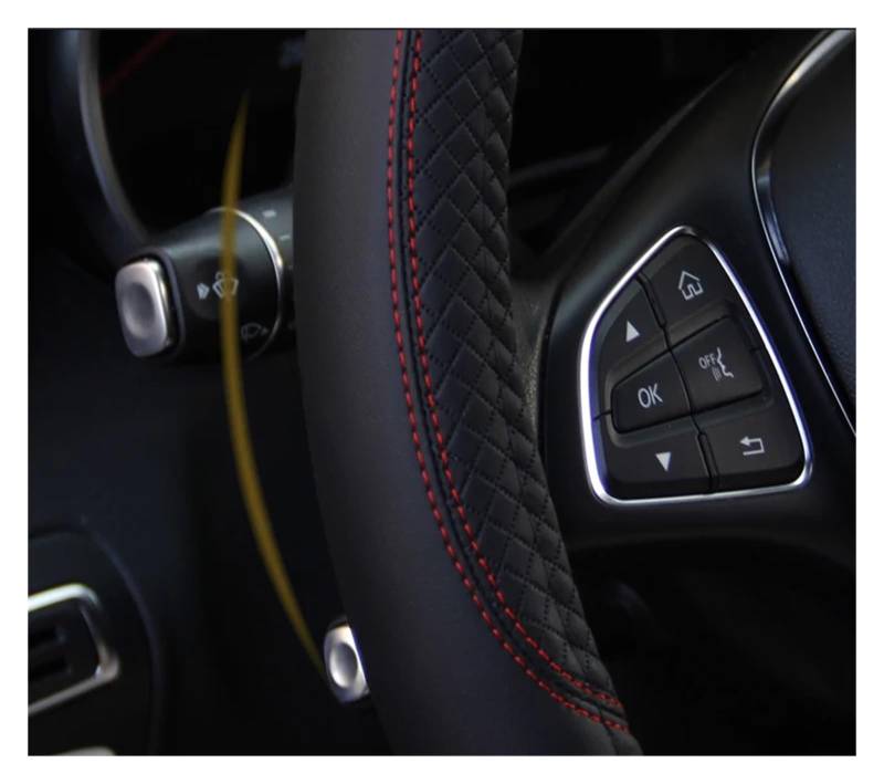 Lenkradabdeckung Lenkradhülle 2019 Auto-Lenkradabdeckung Für 37-38CM Leder Atmungsaktives Gewebe Braid Auto-Innenausstattung(Wine Red) von NingRuiBhd