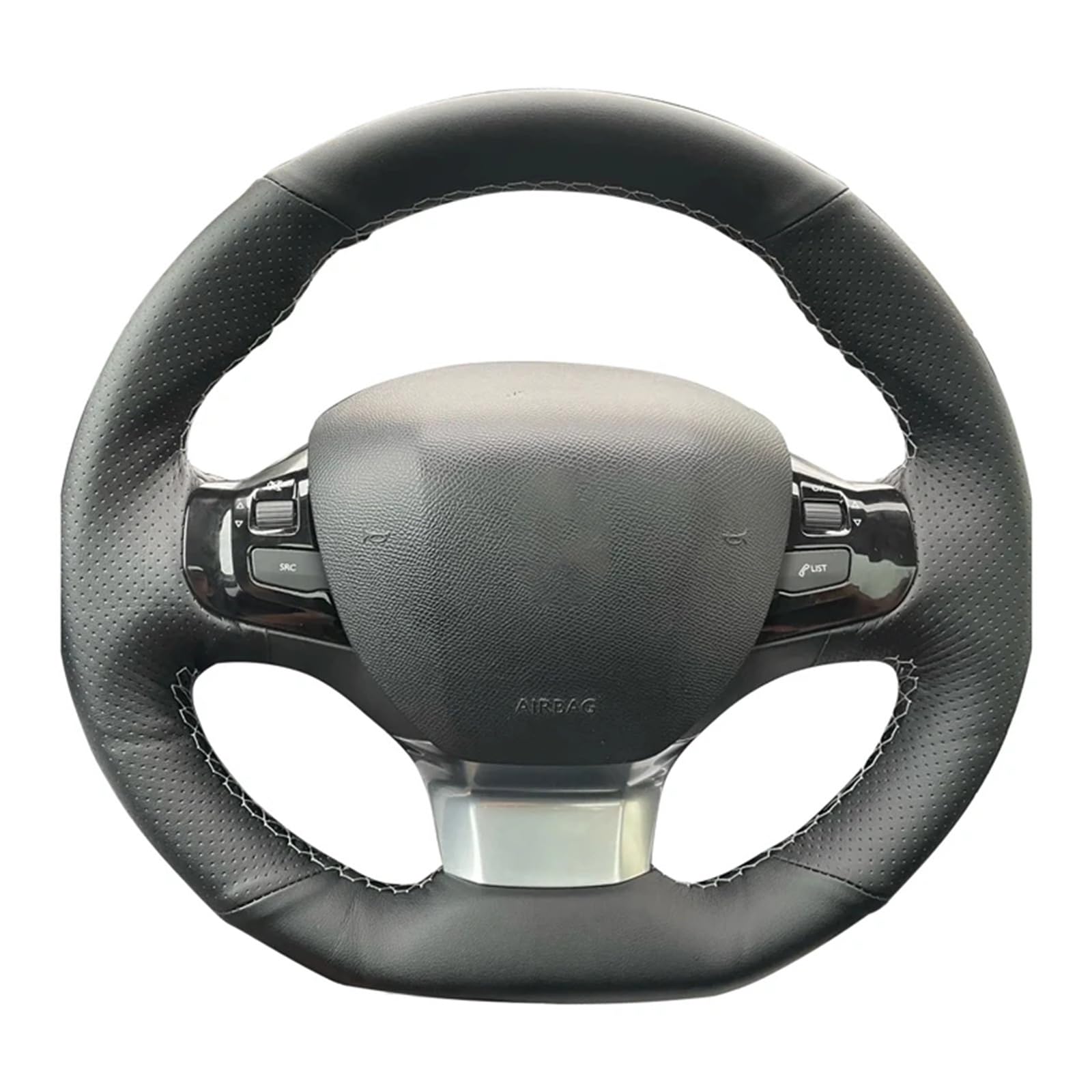 Lenkradabdeckung Lenkradhülle Für Peugeot 308 2014 2015 2016 2017 Flechten Abdeckung Auto Lenkrad Abdeckung Leder(Gray) von NingRuiBhd
