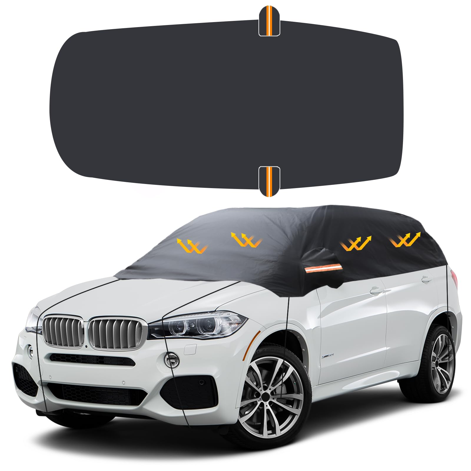 Car Windscreen Sunshade Ninonly 210D Car Front Windscreen Wrap Cover Reflective UV Dust Protector Block UV Rays Foldable Seamless Car Windshield Sun Protection for SUVs Up to 4.5-5.5M von Ninonly