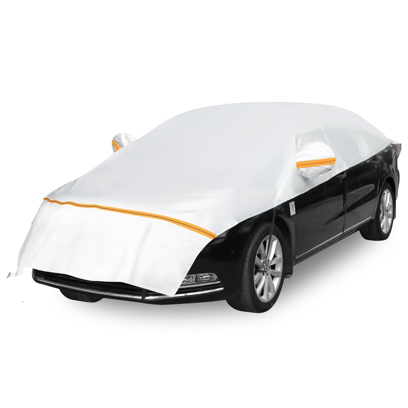Halbgarage Für Auto Ninonly Auto Abdeckplane Halbgarage Wasserdicht Für SUV Outdoor Autoabdeckung Winter Mit Haken Und Riemen Passend Für Autos Silber (Sedan Up to 2.35 * 5.20M) von Ninonly