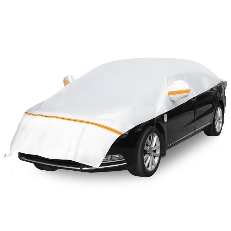 Halbgarage Für Auto Ninonly Auto Abdeckplane Halbgarage Wasserdicht Für SUV Outdoor Autoabdeckung Winter Mit Haken Und Riemen Passend Für Autos Silber (Sedan Up to 2.35 * 5.20M) von Ninonly