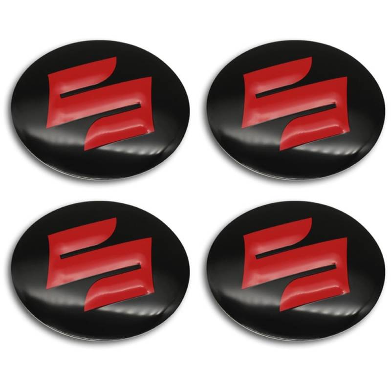 4 StüCk Radkappen Aufkleber für Suzuki JIMNY Grand Vitara Sx4 Swift 56MM, Reifen Felgendeckel Aufkleber Nabenkappen Abzeichen Sticker Autozubehör Schmücken Zubehör,Red von NirWa