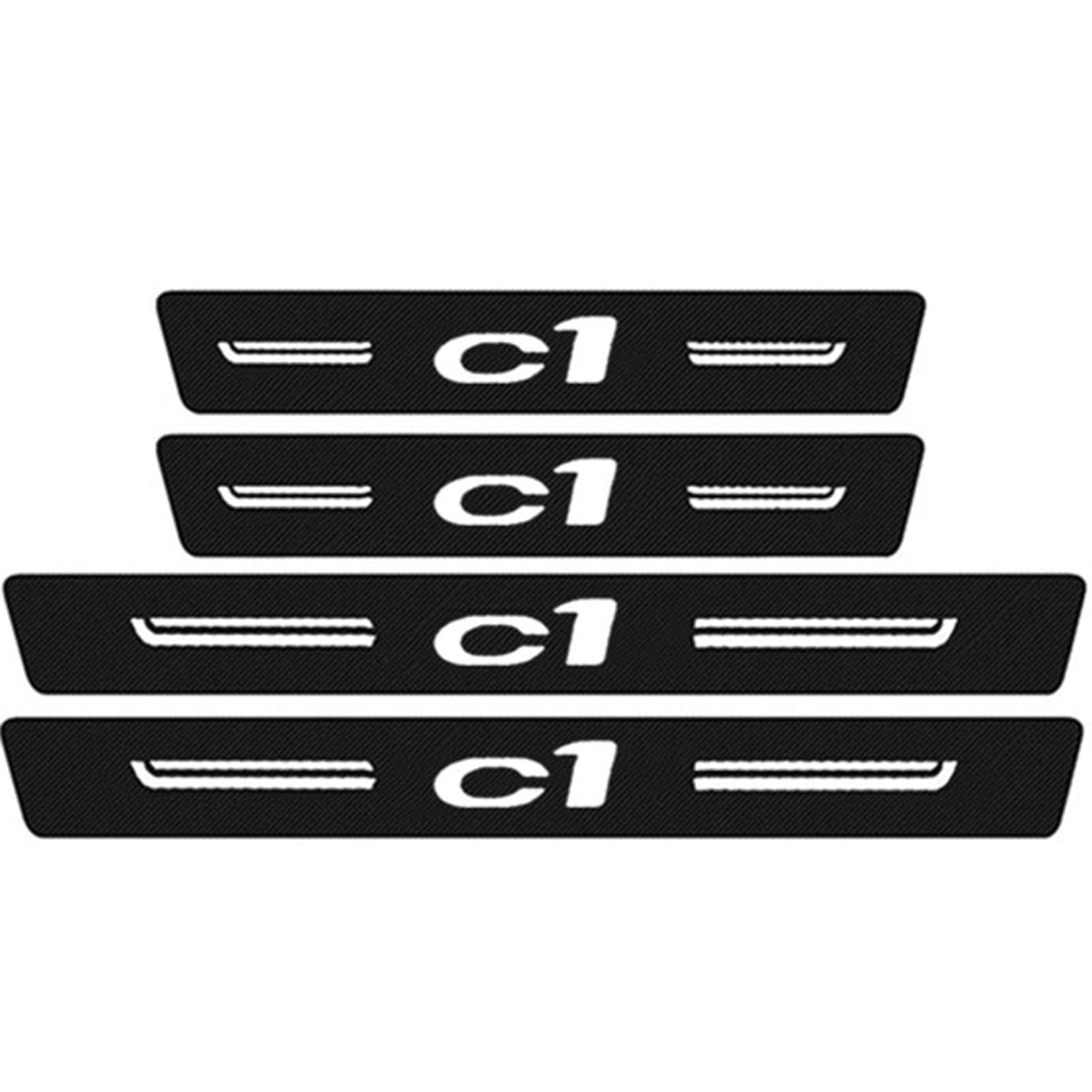 4 Stück Auto Kohlefaser Einstiegsleisten Schutz für Citroen C1,mit Logo Türschwelle Anti Kratz Aufkleber Schutzstreifen, Styling-Zubehör von NirWa