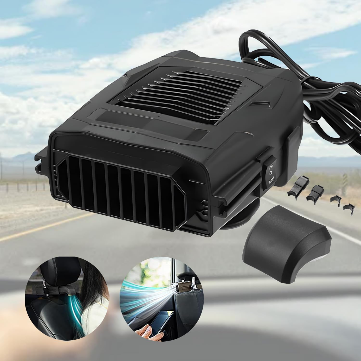 Nircho Auto Ventilator, 12V Portable Auto Kfz Ventilator USB Auto Kühlventilator für Armaturenbrett Mini Tischventilator Ventilator Lüfter Saugnapf Klein Ventilator für LKW SUV von Nircho