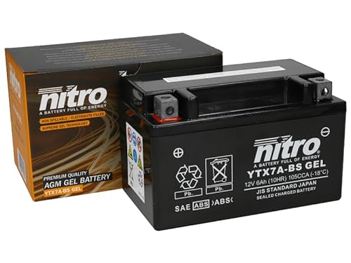 Batterie Nitro YTX7A-BS Gel 12V 6AH (wartungsfrei) von Nitro