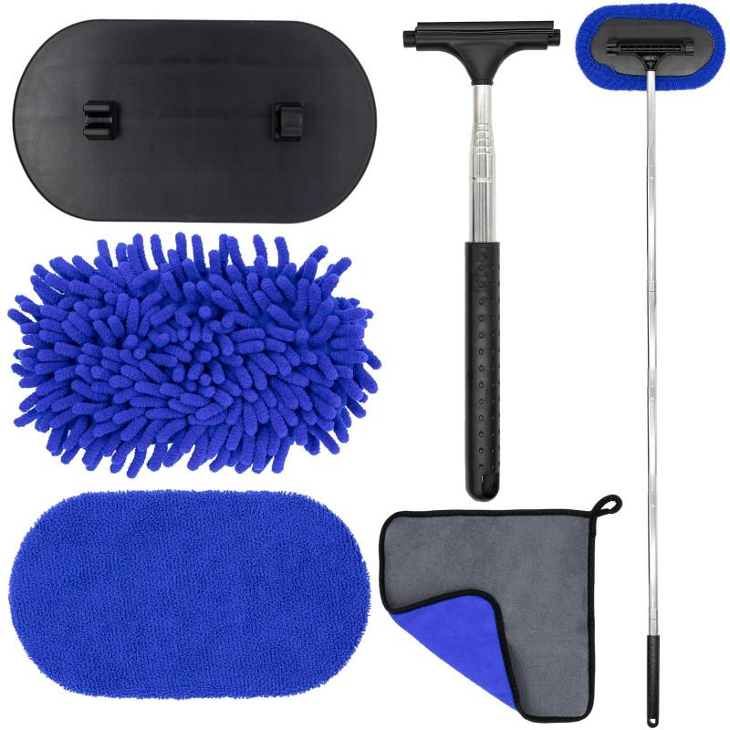 Niuohoy Autowaschbürste Kit, Auto Scheibenreiniger Kit, Fensterwischer mit um 180 Grad drehbarem Reinigungstuch, Autoscheiben Innenreiniger Reinigungswerkzeug für KFZ, Wohnmobil, LKW, Fenster von Niuohoy