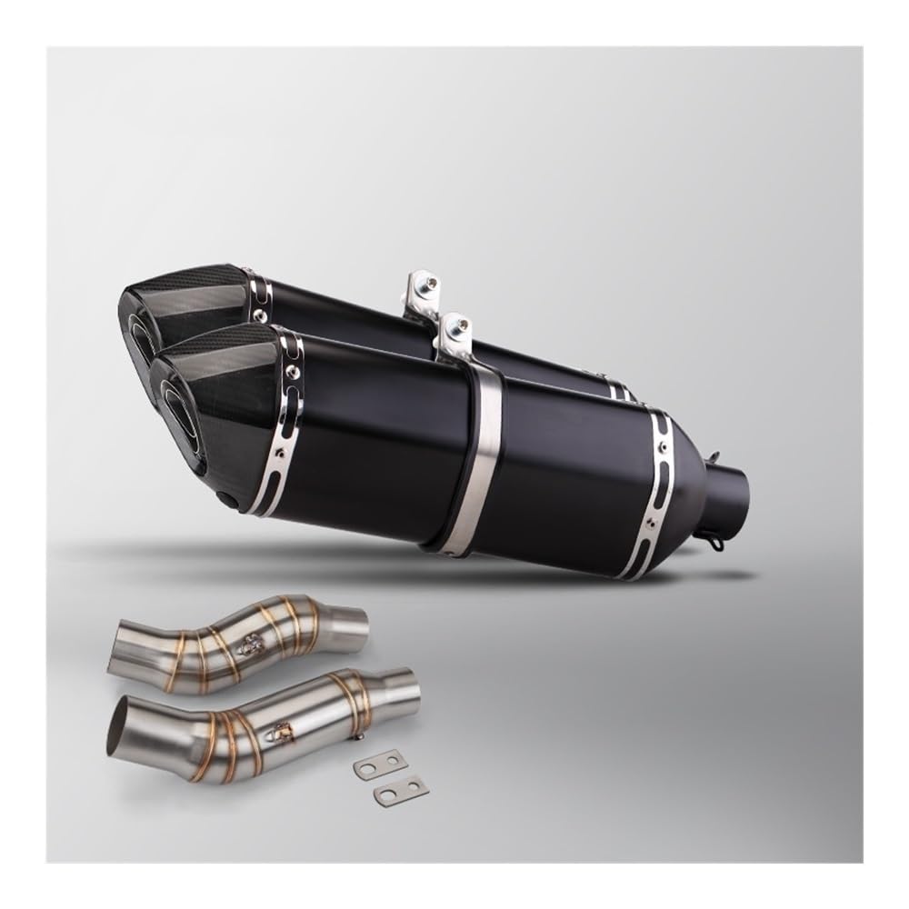 Niyade Motorrad Auspuffrohr Motorrad Auspuff Modify Double Exit Middle Link Pipe Connect Two 470MM Schalldämpfer Mit Dichtung Für Z1000 2010-2024(C Color) von Niyade
