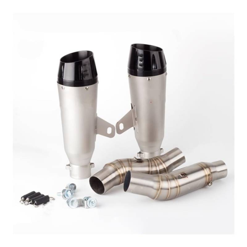 Niyade Motorrad Auspuffrohr Slip-on Auspuff Mittel Link Rohr Rechts Links Schalldämpfer Moto Für Z1000 Für Z1000r Für Z1000SX 2010-2016(B 400mm Color) von Niyade
