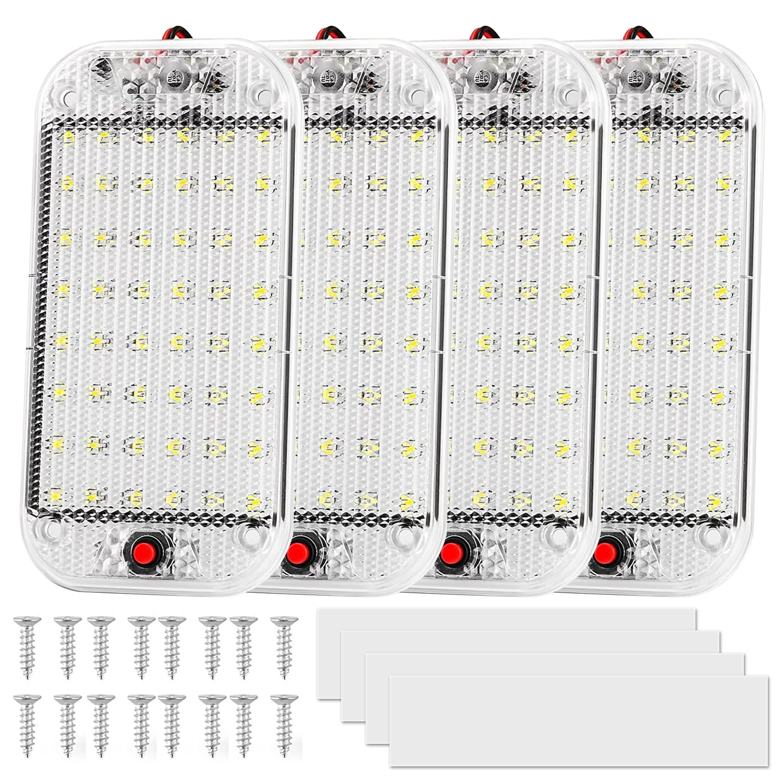Nizirioo 48 LED KFZ Innenraumbeleuchtung: 4 Stück 12V - 85V Auto Innen Beleuchtung mit Schalter, 10000k Weißlicht, LED Innenbeluchtung Auto für Wohnmobile LKW Van Caravan von Nizirioo