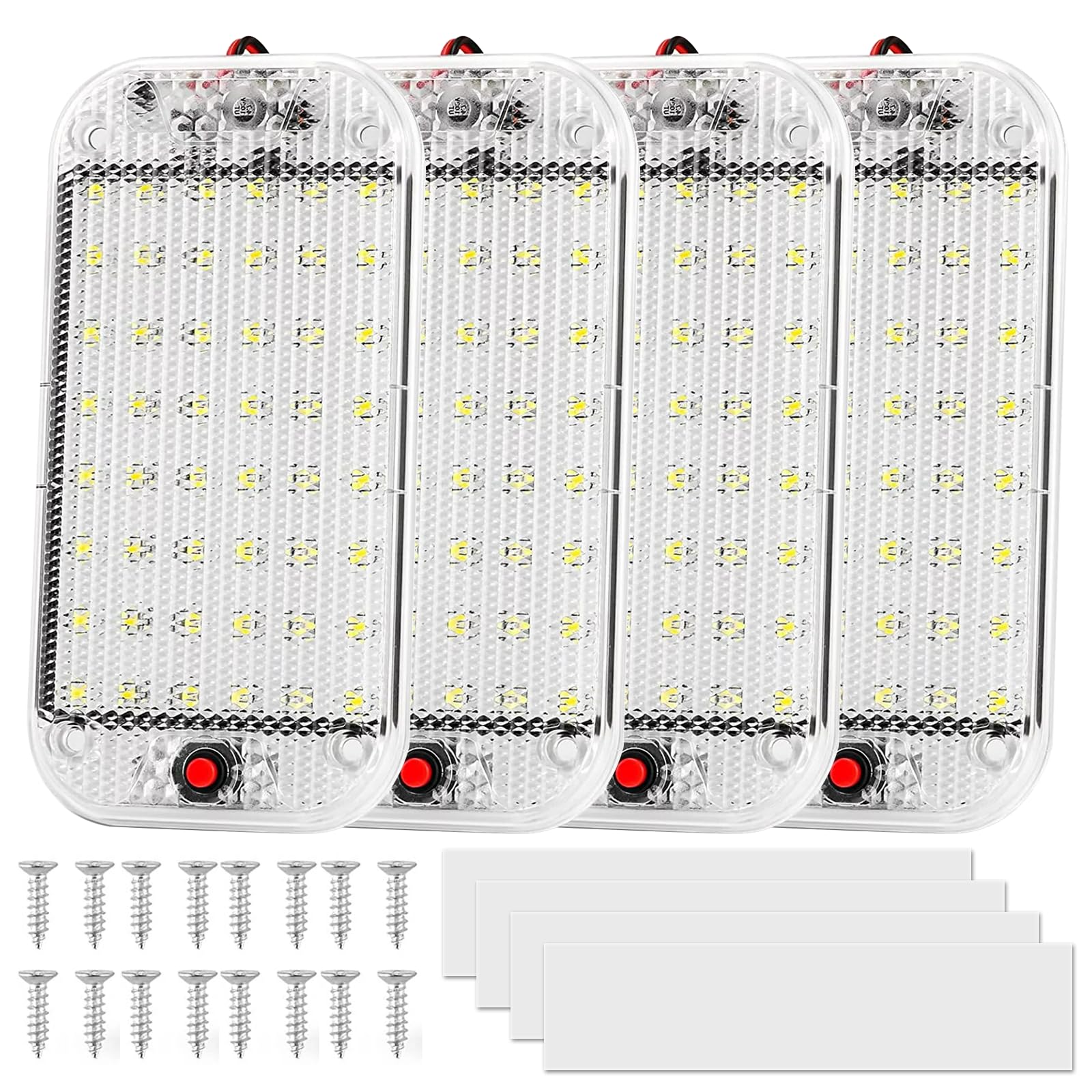 Nizirioo 48 LED KFZ Innenraumbeleuchtung: 4 Stück 12V - 85V Auto Innen Beleuchtung mit Schalter, 10000k Weißlicht, LED Innenbeluchtung Auto für Wohnmobile LKW Van Caravan Nizirioo 48 LED KFZ Innenraumbeleuchtung: 4 Stück 12V - 85V Auto Innen Beleuchtung mit Schalter, 10000k Weißlicht, LED Innenbeluchtung Auto für Wohnmobile LKW Van Caravan von Nizirioo