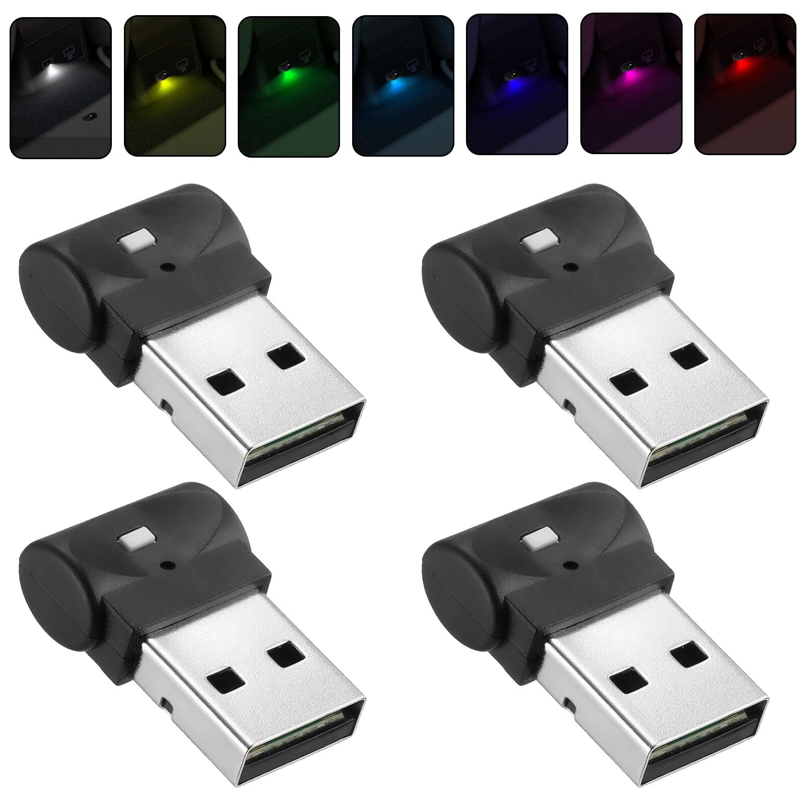 Nizirioo Auto USB Beleuchtung Atmosphärenlichter LED 4 Stück Mini Decke Starlight Licht 7 Farben Einstellbar Umgebungslicht Universelle für Mobile Stromversorgung Laptop Nizirioo Auto USB Beleuchtung Atmosphärenlichter LED 4 Stück Mini Decke Starlight Licht 7 Farben Einstellbar Umgebungslicht Universelle für Mobile Stromversorgung Laptop von Nizirioo