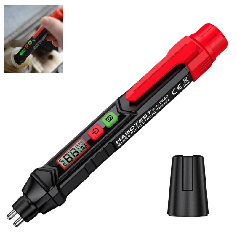 Nizirioo Bremsflüssigkeitstester Stift mit LCD-Bildschirm: Bremsflüssigkeit Diagnosetest Werkzeug, Universal Wassergehalt Tester für DOT3 DOT4 DOT-5.1 von Nizirioo
