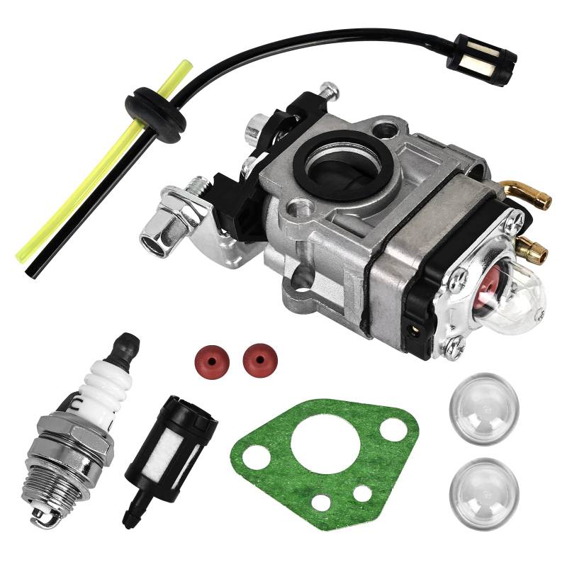 Nizirioo Vergaser Für Motorsense 43cc 49cc 52cc, Vergaser Für Mini-Motorrad, Carbu-Set Mit Enthält Kraftstoffleitung Papierdichtung Ölbecher Ölschraube Ölsaugkugel Zündkerze Für Motorsense von Nizirioo