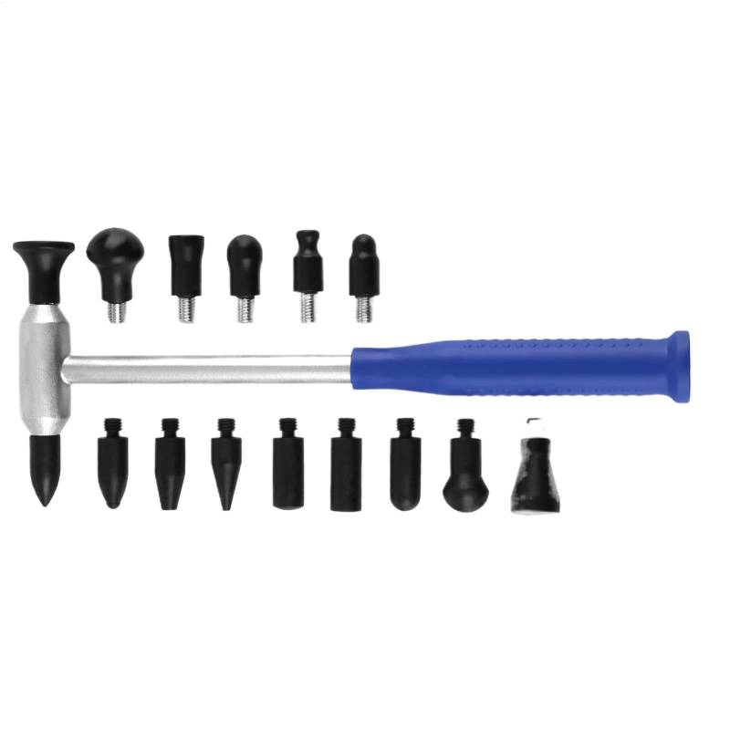 Nkmujil Car Ding Repair Hammer, Tap Down Tools with 15 Heads, Vehicle Damage Fix Set, Easy to Use Automotive Repair Kit for Motorcycles and Trucks 30cm, Aluminum+Nylon von Nkmujil