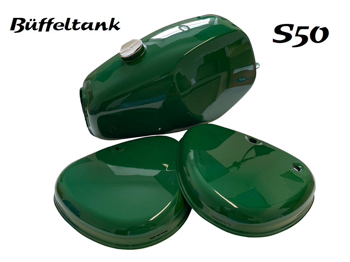 Simson S50 Büffeltank / Hochtank TANK-Set mit Seitendeckel billardgrün von No-Name