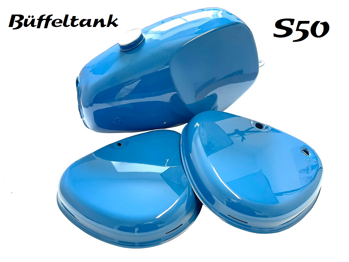 Simson S50 Büffeltank / Hochtank TANK-Set mit Seitendeckel blau von No-Name