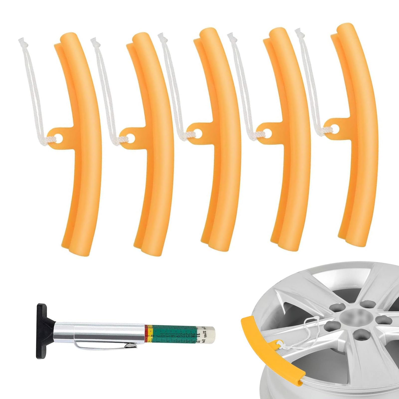 5 Stück Montagehilfe Rad-Felgenkantenschutz Reifen-Felgenschutz Reifenwechselwerkzeug für Auto Motorrad Fahrrad(Orange) von No-branded