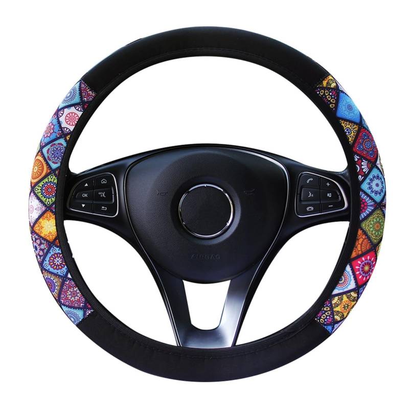 Auto Lenkradbezug 38cm Universeller, Lenkradhülle für Auto Lenkrad Schutzhülle im Farbe Stil, Autolenkradbezug Lenkradschutz aus Atmungsaktiver Mikrofaser Schweißabsorbierender Wickelbezug von Nodcows