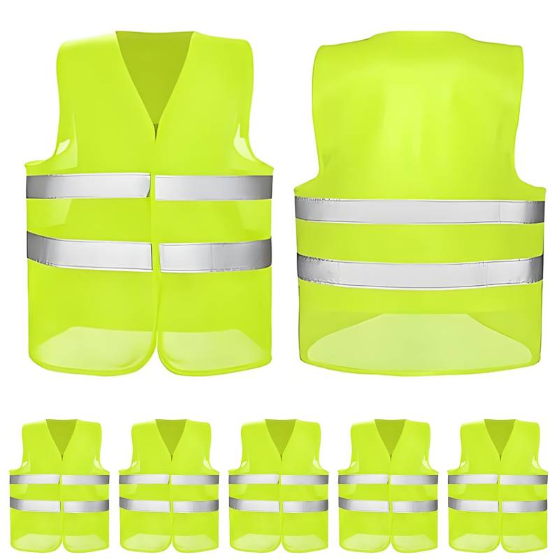 5 x Stück Warnwesten Auto, Gelb Warnweste, 2025 gemäß ISO20471, KFZ Sicherheitsweste, Erwachsene Warnschutzweste, EU Norm, high Visibility Vest, Sicherheits Set, Autozubehör von Nokwocy