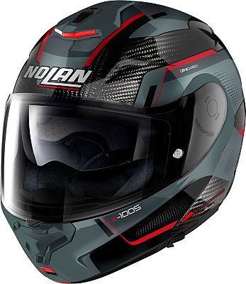 Nolan X-1005 Ultra Carbon Undercover N-Com, Klapphelm - Schwarz/Grau/Rot - S von Nolan