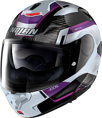 Nolan X-1005 Ultra Carbon Undercover N-Com, Klapphelm - Schwarz/Weiß/Lila - M von Nolan