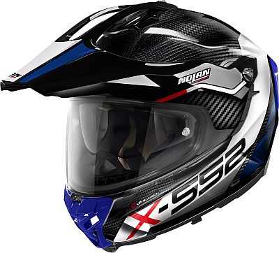 Nolan X-552 Ultra Carbon Dinamo N-Com, Endurohelm - Schwarz/Weiß/Blau - L von Nolan