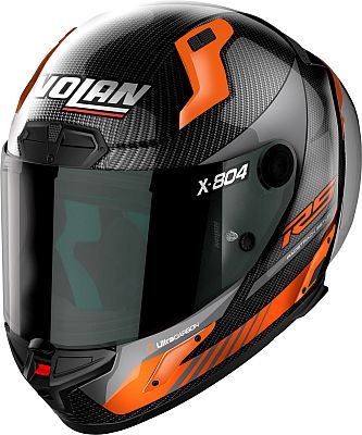 Nolan X-804 RS Ultra Carbon Hot Lap, Integralhelm - Schwarz/Grau/Orange - M von Nolan